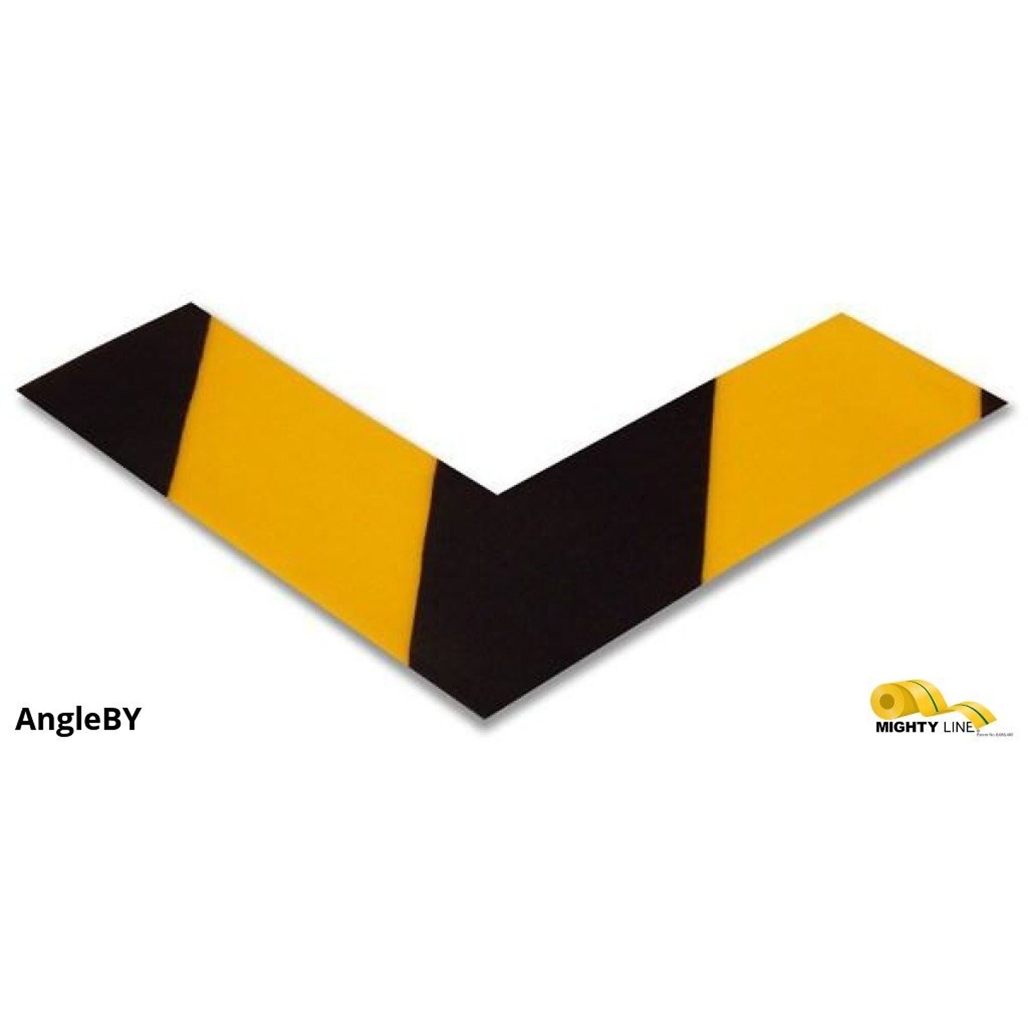 Mighty Line Solid Yellow Angle with Black Chevrons — 2in. Wide, 6in. x 6in. x 2in., 50 Mil Thick, Pack of 100, Model# AngleBY